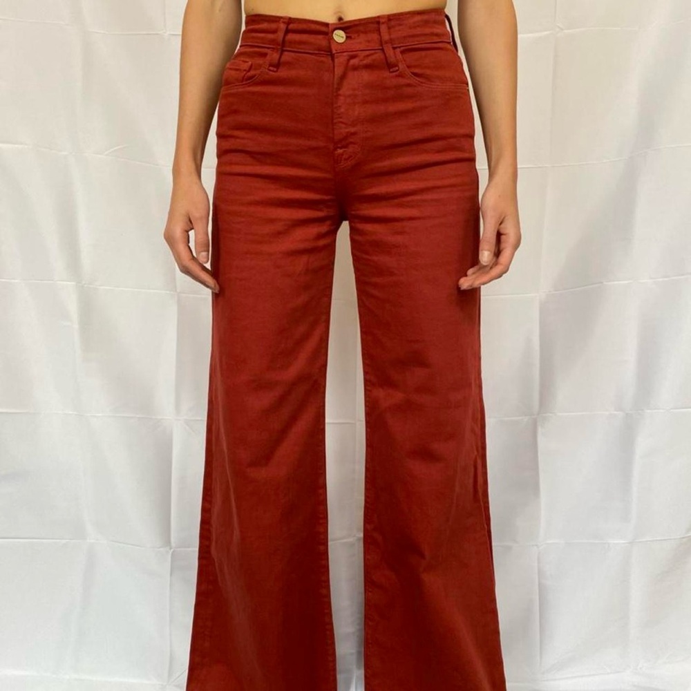 Frame Denim Red Flare Wide Leg Jeans